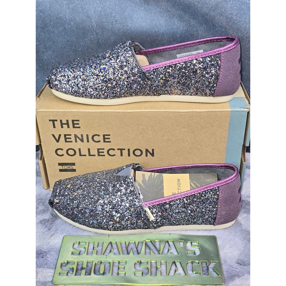 NWB TOMS Classic Venice Collection Plum Glitter Mix Shoes Women Size 5